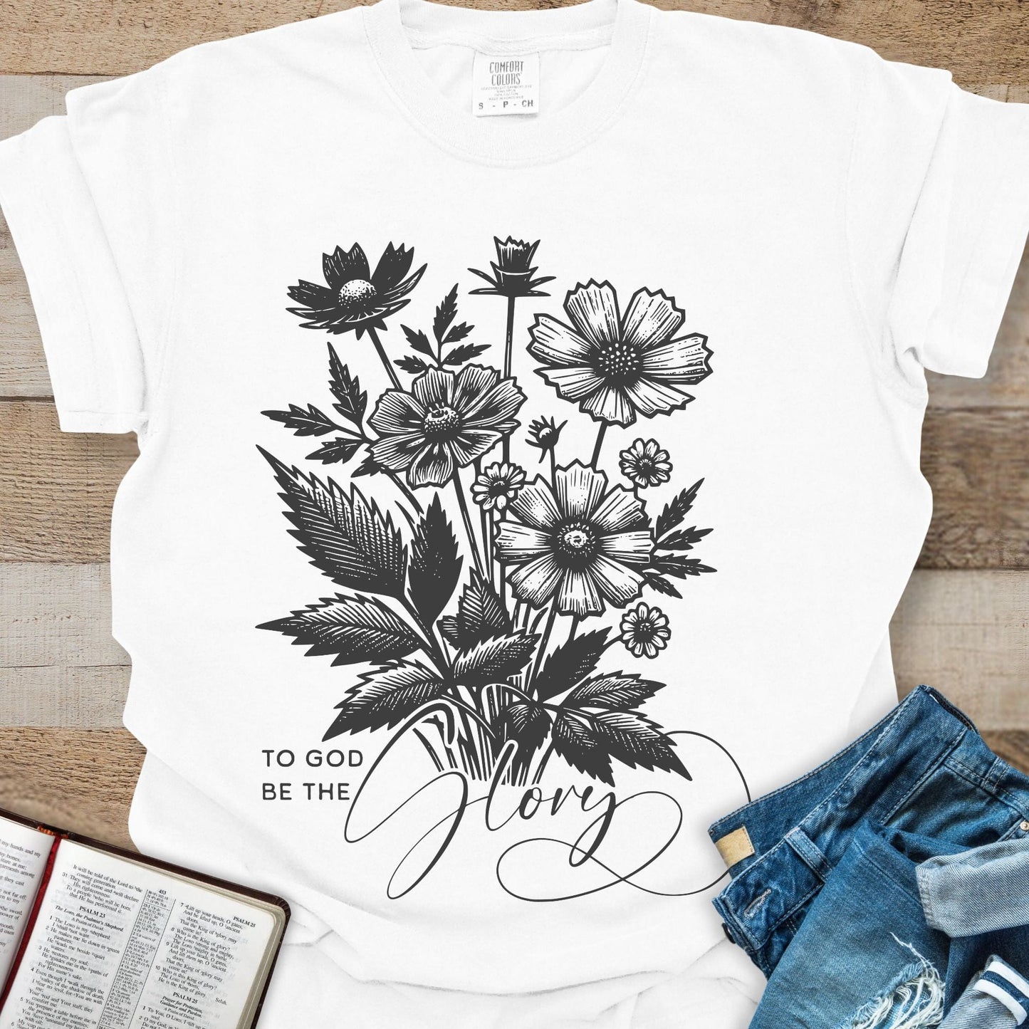 To God Be the Glory Flower - Tee